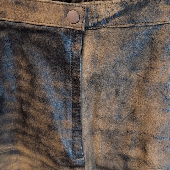 VTG Adler Leather Designs distressed leather mini skirt size 14 - Picture 3 of 6